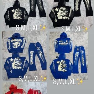 Black and Blue Graphic Hoodie and Sweatpants Set